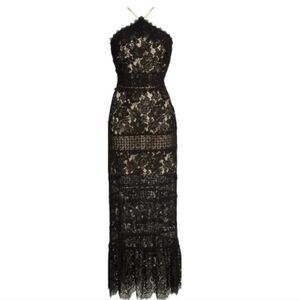Anthropologie Foxiedox NWT Tabitha Lace Black Maxi Dress Size Small